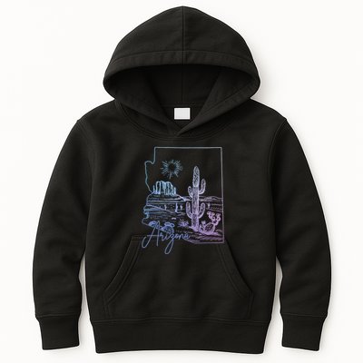 Arizona Az State Map Pride Cactus Vintage Kids Hoodie
