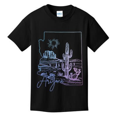 Arizona Az State Map Pride Cactus Vintage Kids T-Shirt