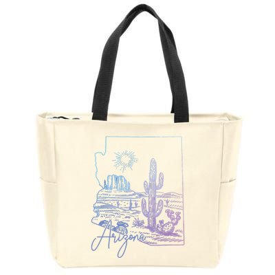 Arizona Az State Map Pride Cactus Vintage Zip Tote Bag