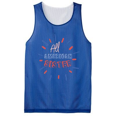 All American Sister Sis Matching Family 4th Of July Holiday Gift Mesh Reversible Basketball Jersey Tank