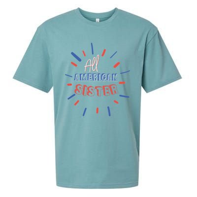 All American Sister Sis Matching Family 4th Of July Holiday Gift Sueded Cloud Jersey T-Shirt