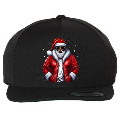 African American Santa Christmas Pajama Cool Black Wool Snapback Cap