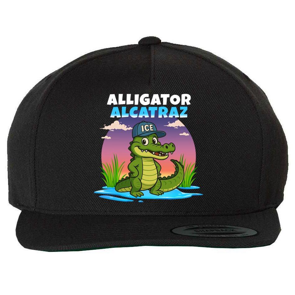 Alligator Alcatraz Sunset Wool Snapback Cap