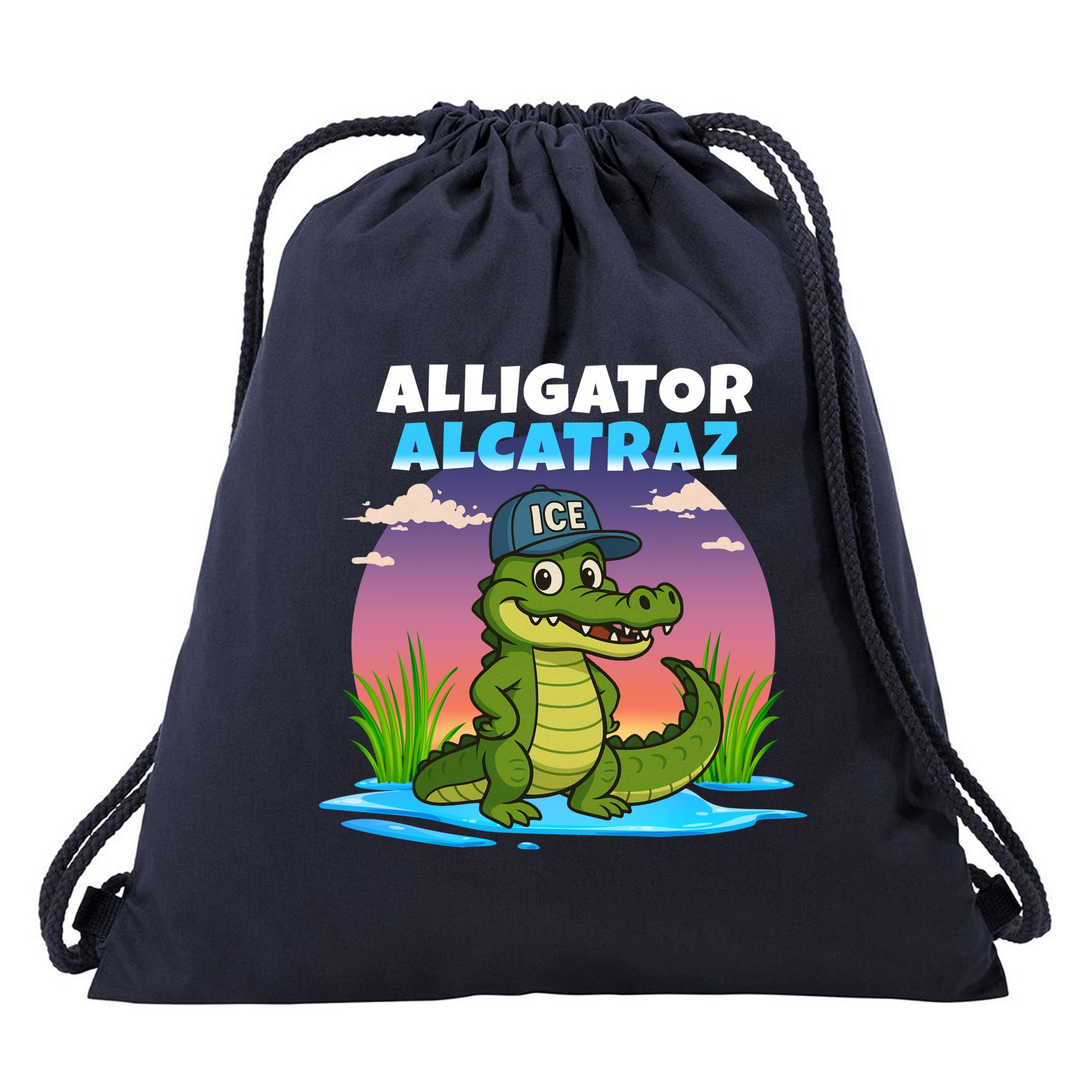 Alligator Alcatraz Sunset Drawstring Bag