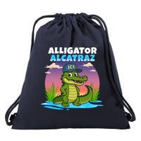 Alligator Alcatraz Sunset Drawstring Bag