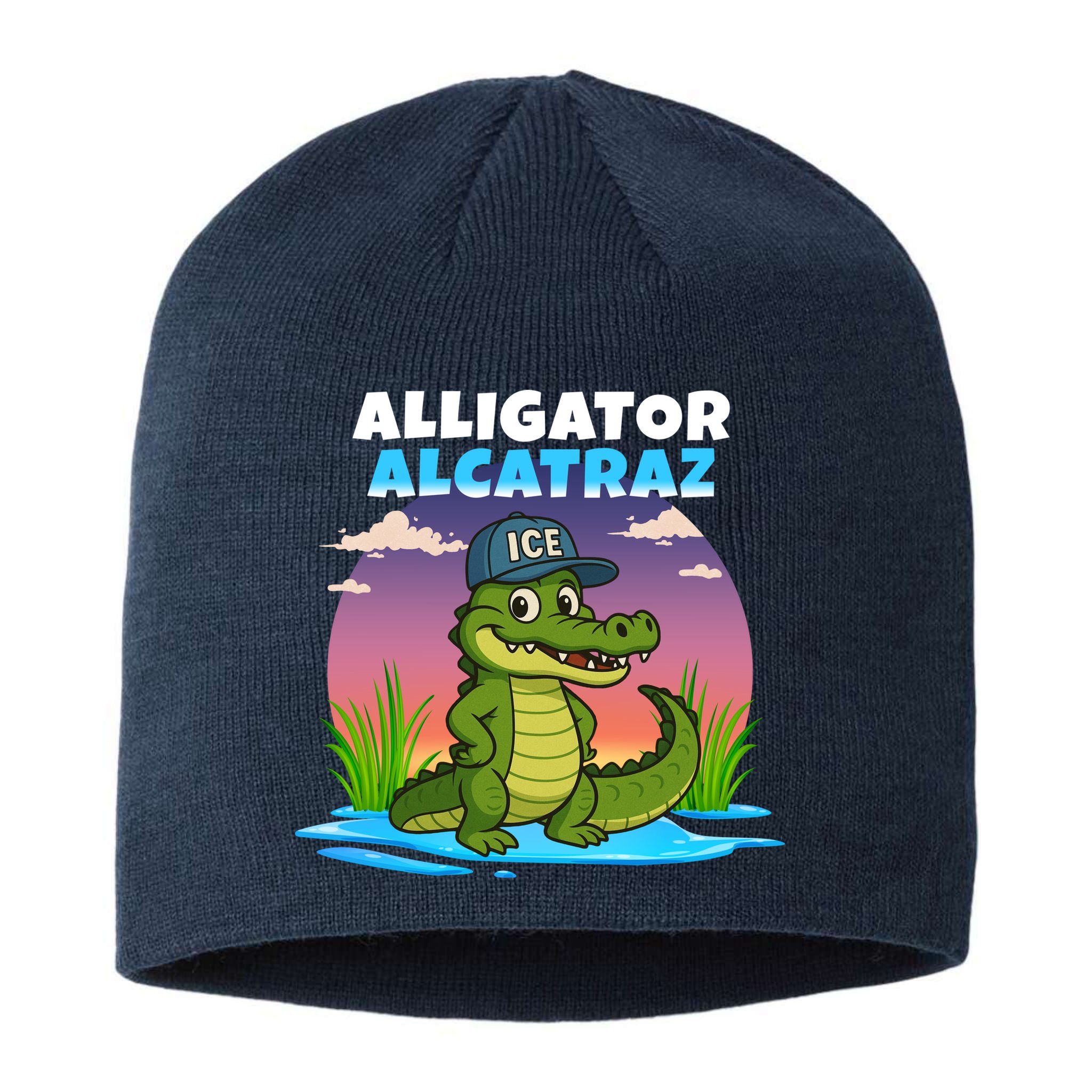 Alligator Alcatraz Sunset Sustainable Beanie