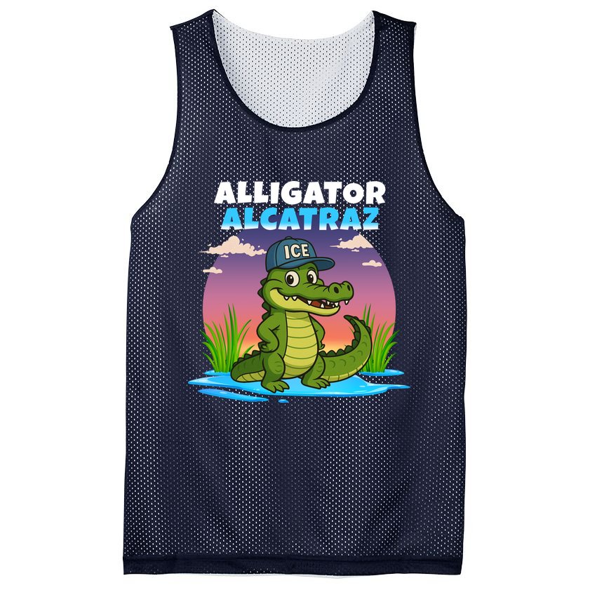 Alligator Alcatraz Sunset Mesh Reversible Basketball Jersey Tank
