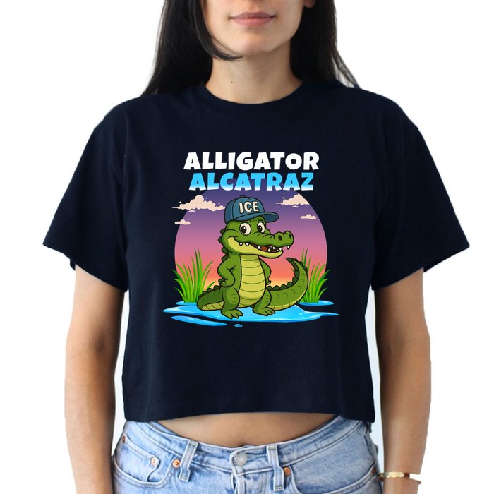 Alligator Alcatraz Sunset Women's Crop Top Tee