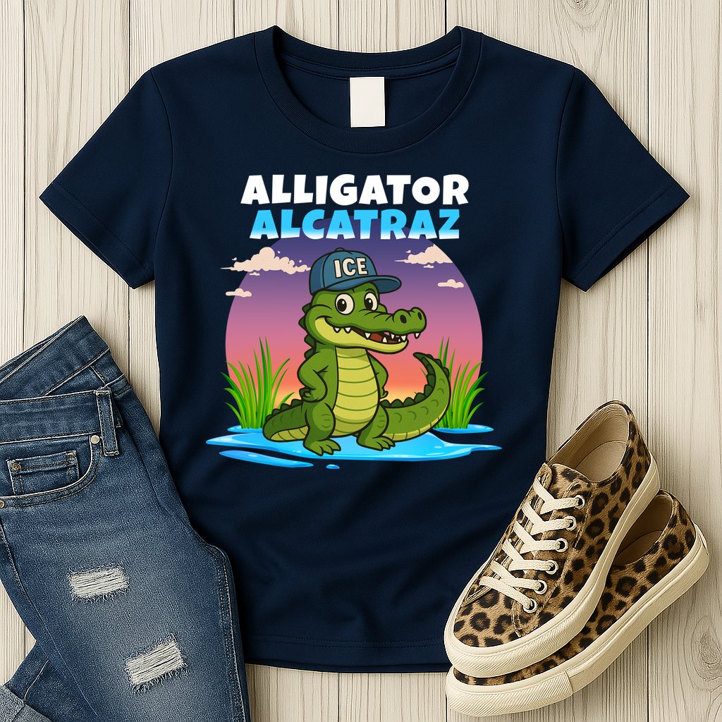 Alligator Alcatraz Sunset Womens T-Shirt