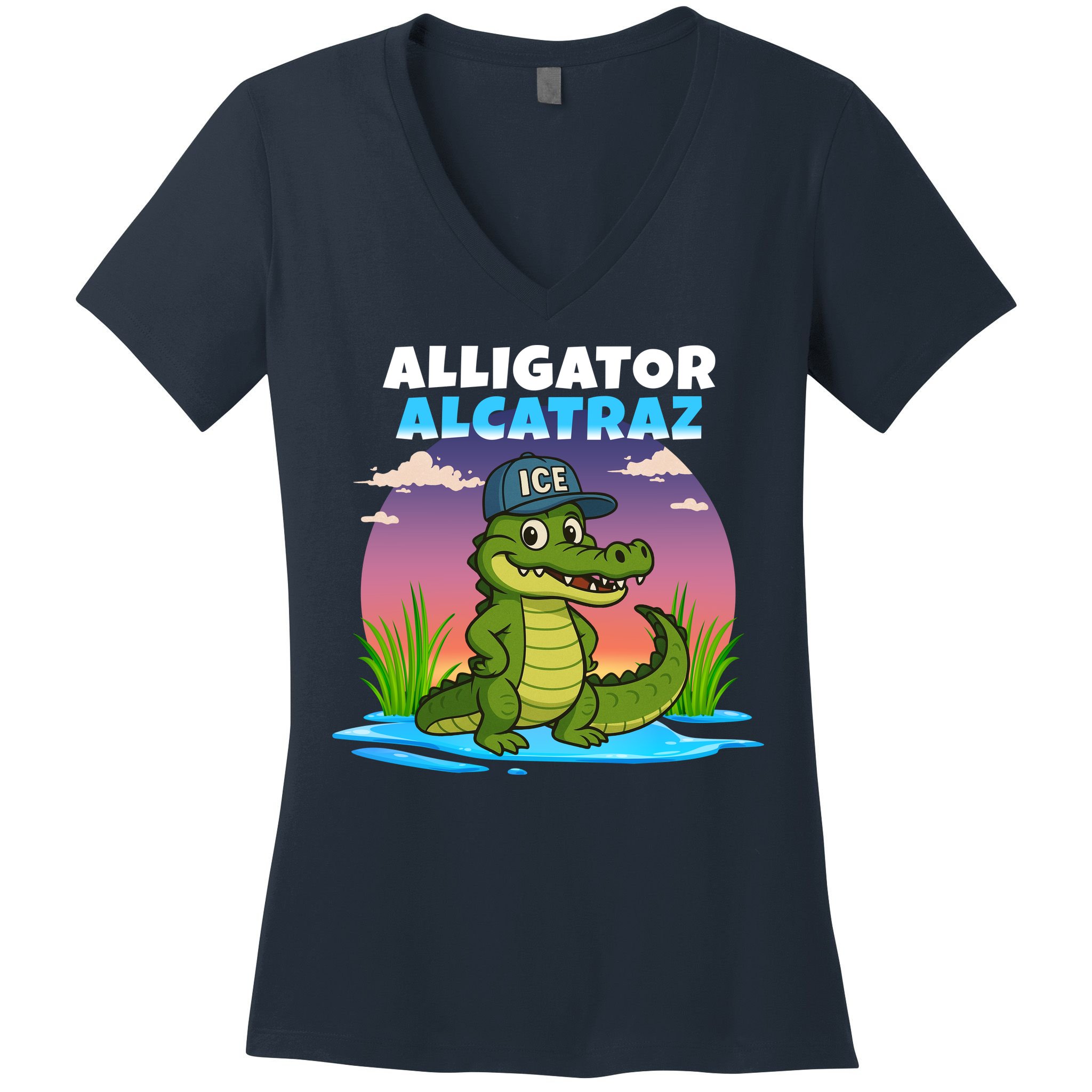 Alligator Alcatraz Sunset Women's V-Neck T-Shirt