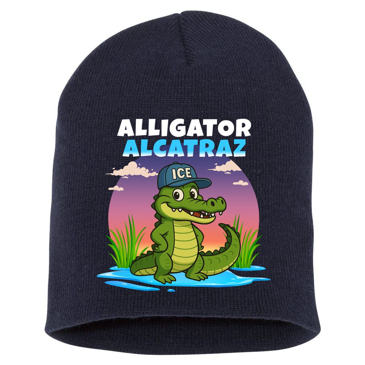 Alligator Alcatraz Sunset Short Acrylic Beanie