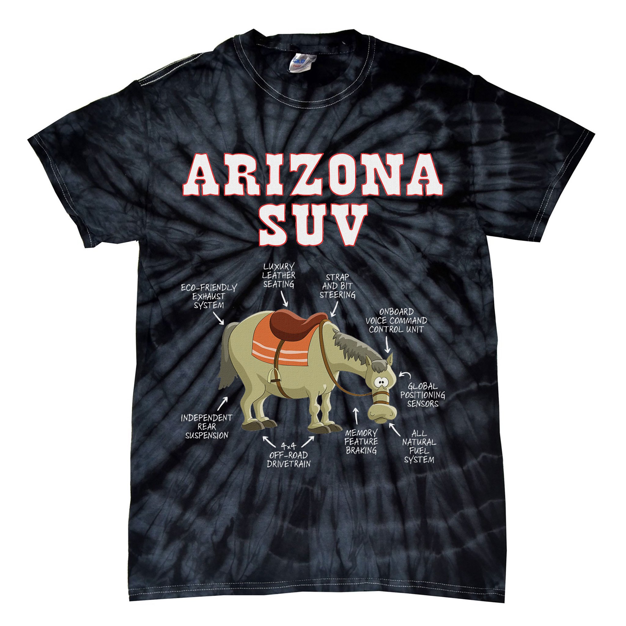 Arizona Az Suv Funny Joke Horse Mule Souvenir Gift Tie-Dye T-Shirt