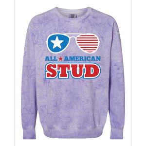 All American Stud Funny 4th Of July Independence Day Gift Colorblast Crewneck Sweatshirt