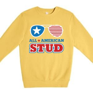 All American Stud Funny 4th Of July Independence Day Gift Premium Crewneck Sweatshirt