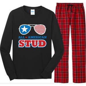 All American Stud Funny 4th Of July Independence Day Gift Long Sleeve Pajama Set