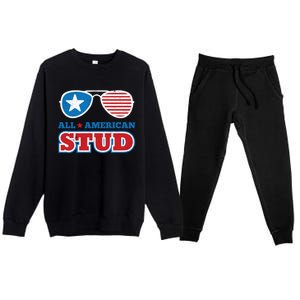 All American Stud Funny 4th Of July Independence Day Gift Premium Crewneck Sweatsuit Set