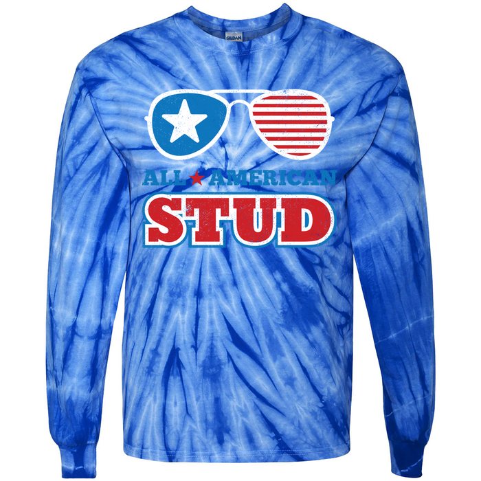 All American Stud Funny 4th Of July Independence Day Gift Tie-Dye Long Sleeve Shirt