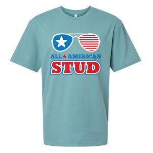 All American Stud Funny 4th Of July Independence Day Gift Sueded Cloud Jersey T-Shirt