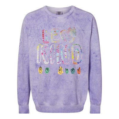 Asl American Sign Language Be Kind Hand Alphabet Gift Colorblast Crewneck Sweatshirt