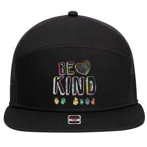 Asl American Sign Language Be Kind Hand Alphabet Gift 7 Panel Mesh Trucker Snapback Hat