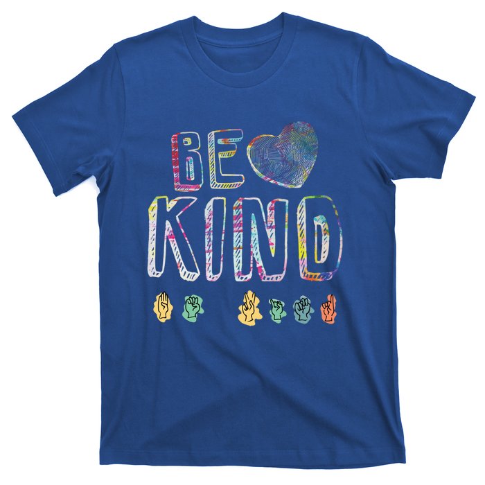 Asl American Sign Language Be Kind Hand Alphabet Gift T-Shirt