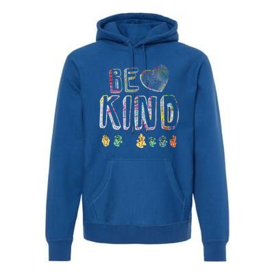 Asl American Sign Language Be Kind Hand Alphabet Gift Premium Hoodie