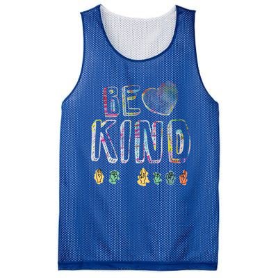 Asl American Sign Language Be Kind Hand Alphabet Gift Mesh Reversible Basketball Jersey Tank