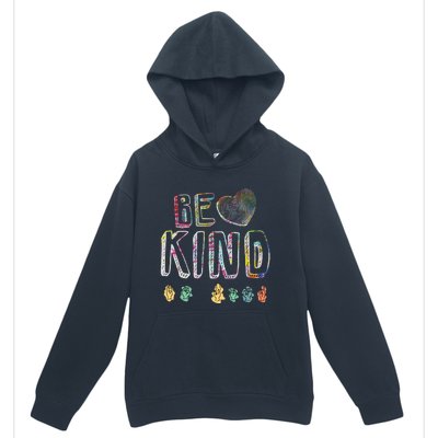 Asl American Sign Language Be Kind Hand Alphabet Gift Urban Pullover Hoodie