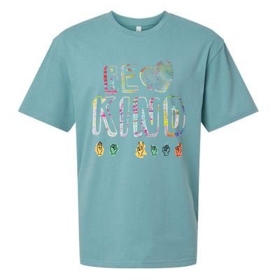 Asl American Sign Language Be Kind Hand Alphabet Gift Sueded Cloud Jersey T-Shirt