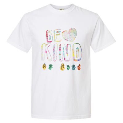 Asl American Sign Language Be Kind Hand Alphabet Gift Garment-Dyed Heavyweight T-Shirt