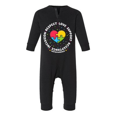 Autism Awareness Support Puzzle Heart Infant Fleece One Piece