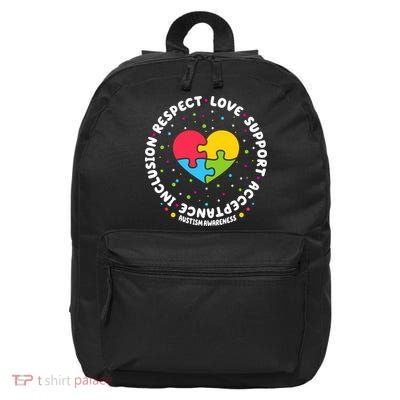 Autism Awareness Support Puzzle Heart 16 in Basic Backpack