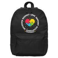Autism Awareness Support Puzzle Heart 16 in Basic Backpack