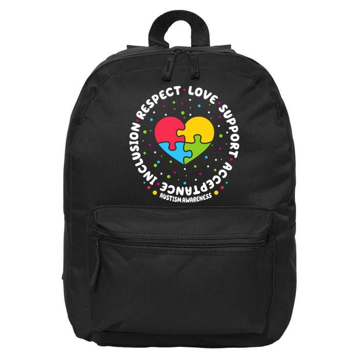 Autism Awareness Support Puzzle Heart 16 in Basic Backpack