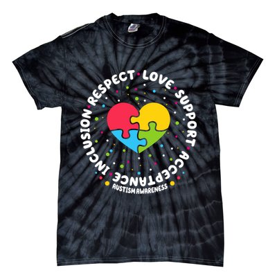Autism Awareness Support Puzzle Heart Tie-Dye T-Shirt