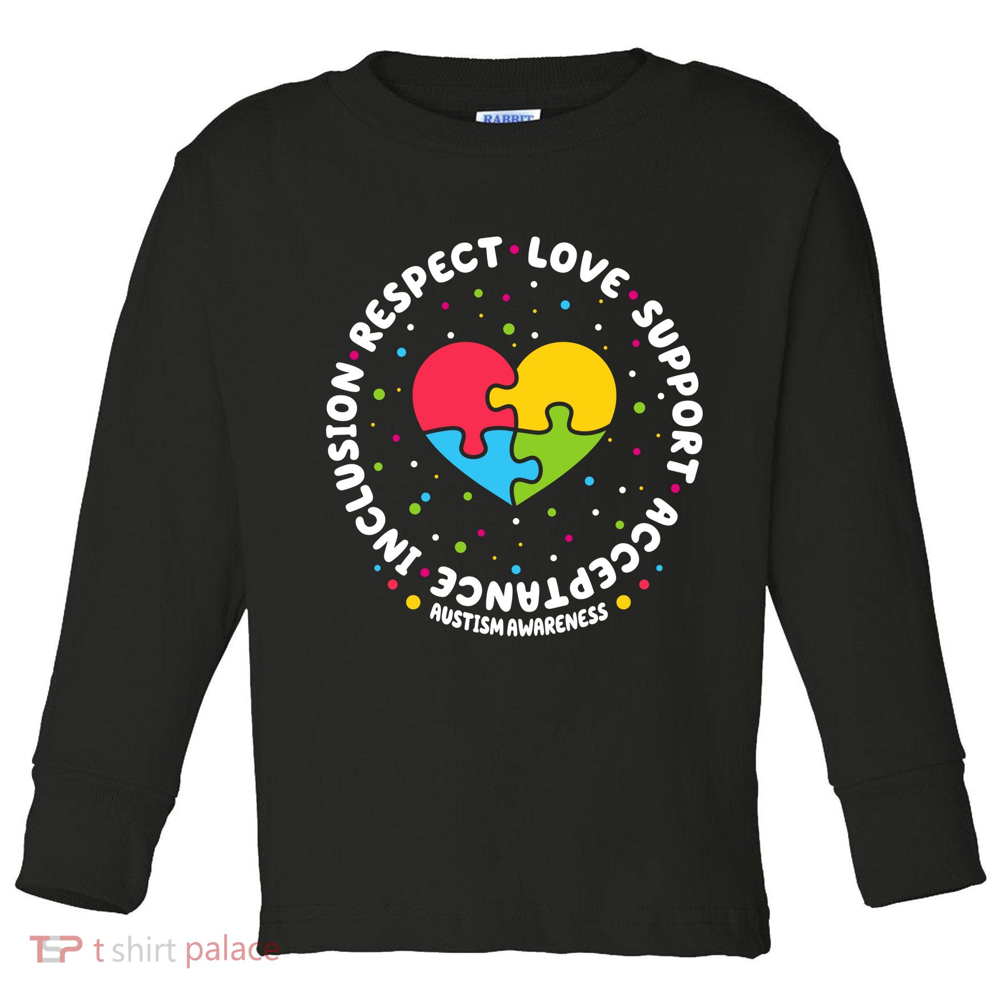 Autism Awareness Support Puzzle Heart Toddler Long Sleeve Shirt