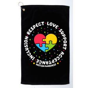 Autism Awareness Support Puzzle Heart Platinum Collection Golf Towel