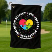Autism Awareness Support Puzzle Heart Golf Towel