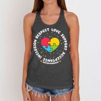 Autism Awareness Support Puzzle Heart Women's Knotted Racerback Tank