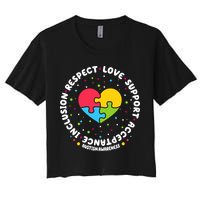 Autism Awareness Support Puzzle Heart Women's Crop Top Tee