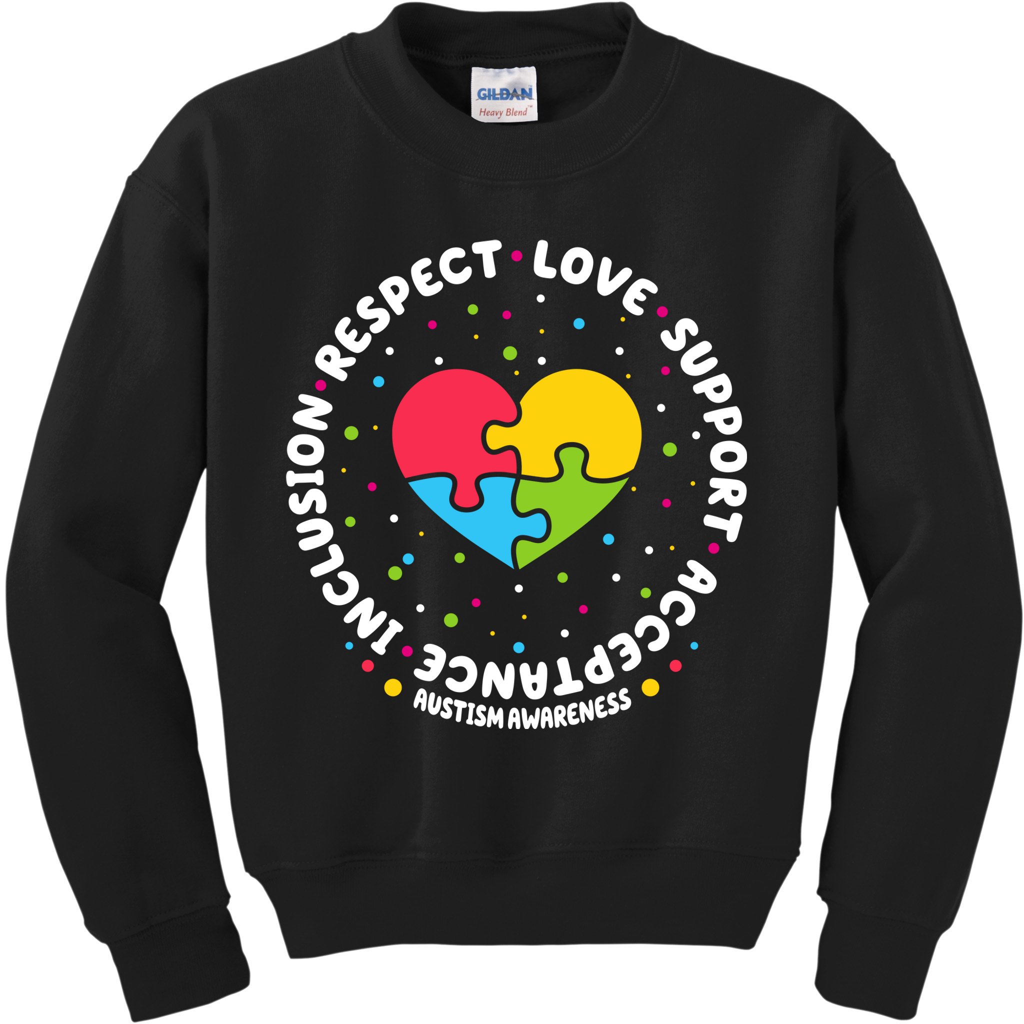 Autism Awareness Support Puzzle Heart Kids Sweatshirt