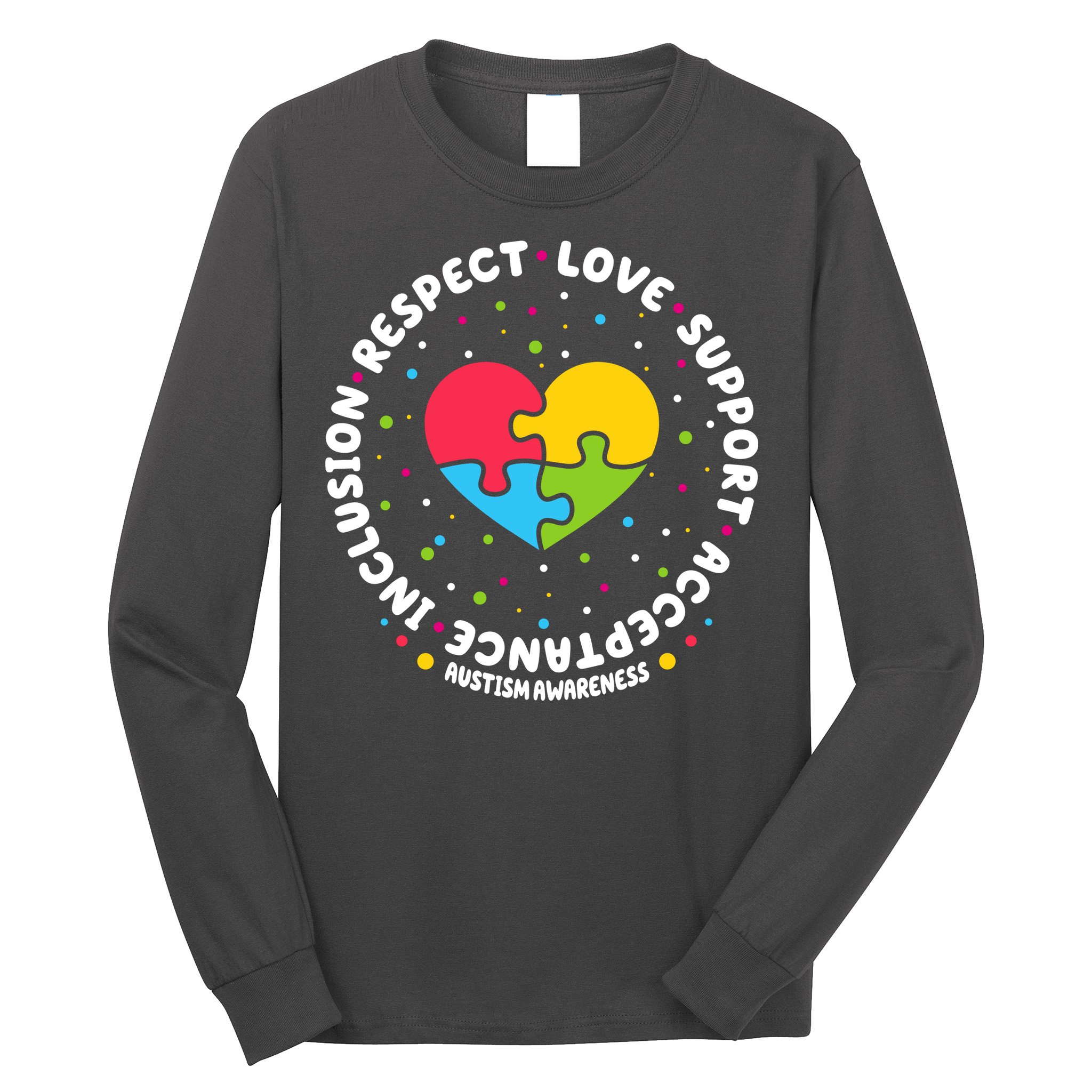 Autism Awareness Support Puzzle Heart Long Sleeve Shirt