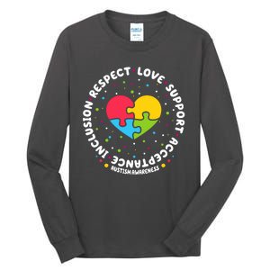 Autism Awareness Support Puzzle Heart Tall Long Sleeve T-Shirt