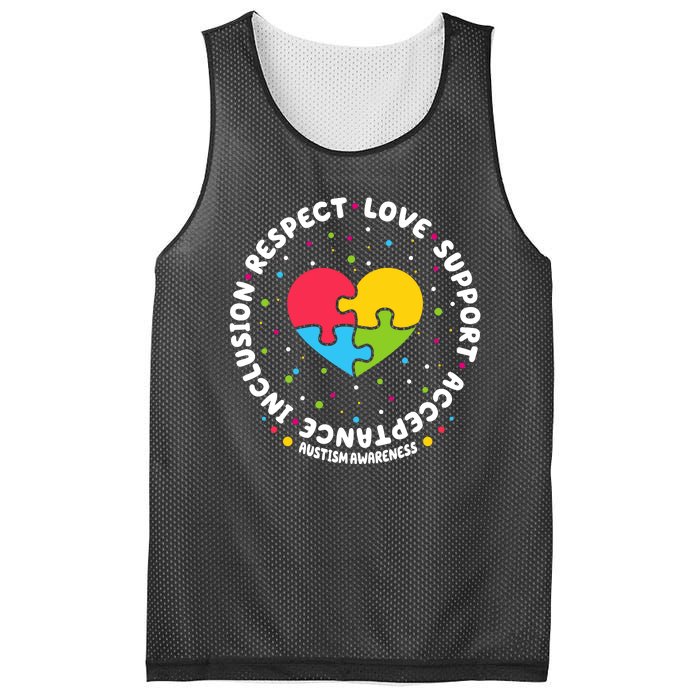 Autism Awareness Support Puzzle Heart Mesh Reversible Basketball Jersey Tank