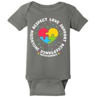Autism Awareness Support Puzzle Heart Baby Bodysuit