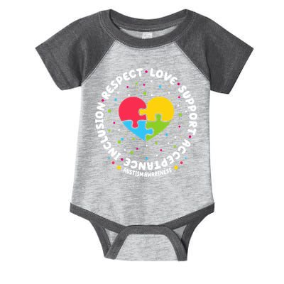 Autism Awareness Support Puzzle Heart Infant Baby Jersey Bodysuit