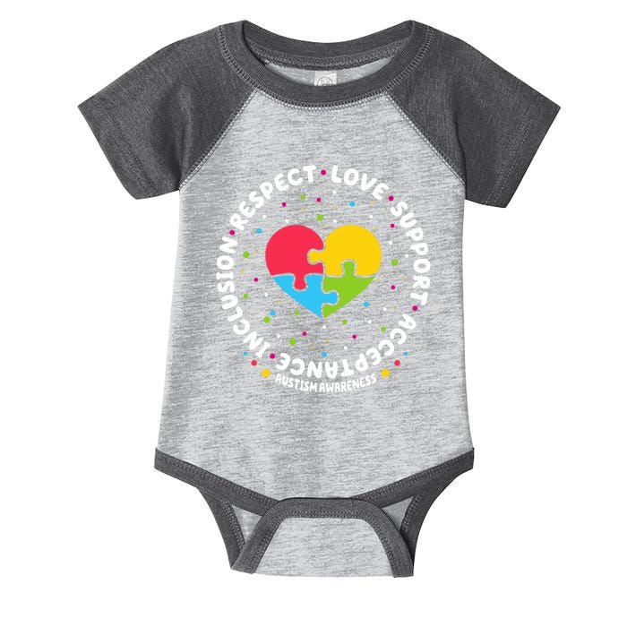 Autism Awareness Support Puzzle Heart Infant Baby Jersey Bodysuit