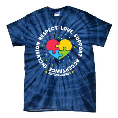 Autism Awareness Support Puzzle Heart Tie-Dye T-Shirt