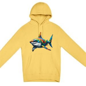 Autism Awareness Shark Puzzles Autism Mom Support Gift Premium Pullover Hoodie