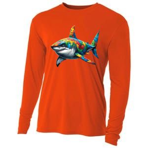 Autism Awareness Shark Puzzles Autism Mom Support Gift Cooling Performance Long Sleeve Crew